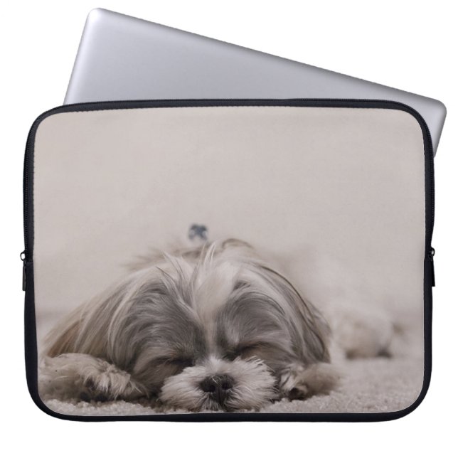 Slaapschuthoes voor tzu-laptop, slaaphond laptop sleeve (Voorkant)