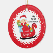 Slaapse baby's eerste Kerstmis Keramisch Ornament (Links)