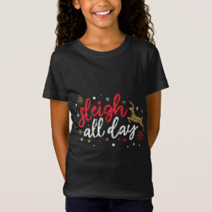 Slaapse hele dag rendieren Funny Cute Kerstmis T-shirt