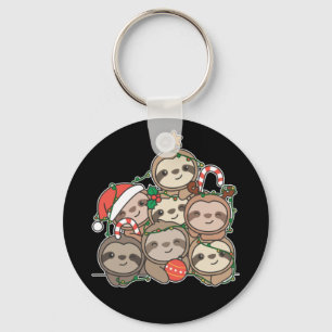 Slaapse kerstboom Funny Animal Kerstkeycha Sleutelhanger