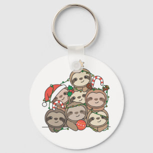 Slaapse kerstboom Funny Animal Kerstkeycha Sleutelhanger