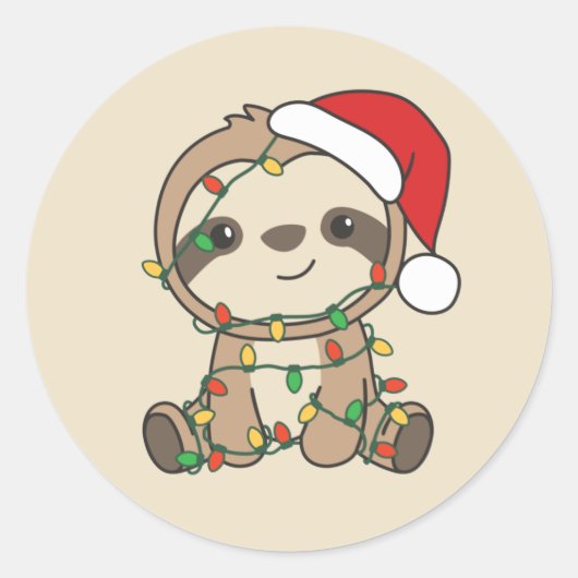 Slaapse kerstwinter dieren klassic roun ronde sticker (Voorkant)