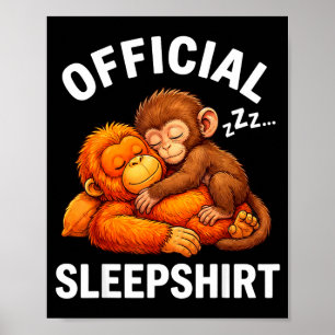 Slaapshirt dier schattig stomp aap knuffel knuffel poster