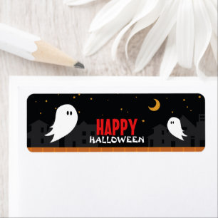 Slaapspook in verlaten stad halloween nacht etiket