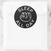Slaapstand de hele dag ronde sticker (Tas)