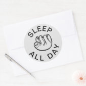 Slaapstand de hele dag ronde sticker (Envelop)