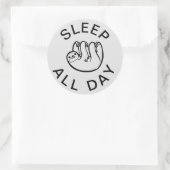 Slaapstand de hele dag ronde sticker (Tas)