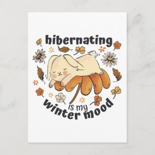 Slaapstand is mijn Winter Mood Cute Rabbit Briefkaart