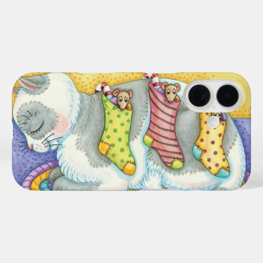 Slaapstand met kerstkat met muizen in voorraad Case-Mate iPhone case (Achterkant (horizontaal))