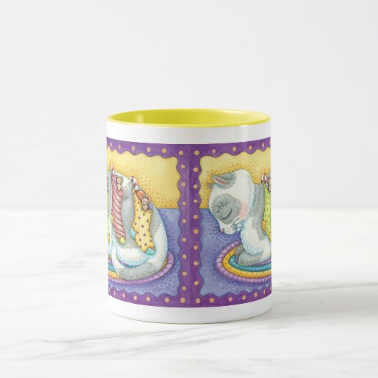 Slaapstand met kerstkat met muizen in voorraad mok (Midden)