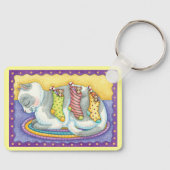 Slaapstand met kerstkat met muizen in voorraad sleutelhanger (Voorkant)