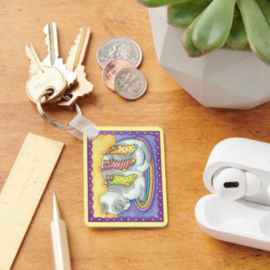 Slaapstand met kerstkat met muizen in voorraad sleutelhanger (Bureau)