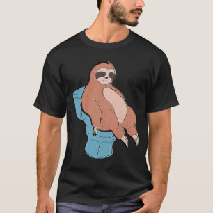 Slaapstand op toilet Cute Lazy Sloth T-shirt