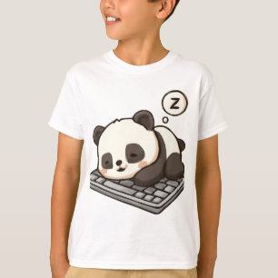 Slaapstand Panda op Toetsenbord Art T-shirt