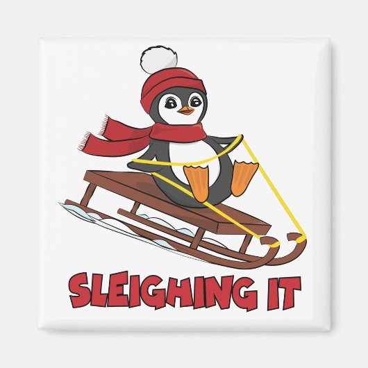 Slaapstand - Sneeuwslaapstand Cute Penguin Winter Magneet (Voorkant)