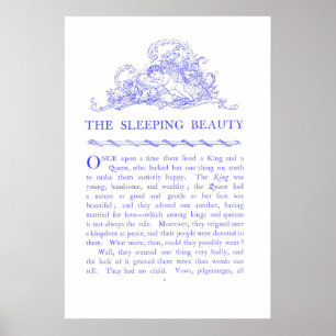 Slaapster Sprookjesboek Blauwe Poster
