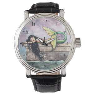 Slaapster Zeemeermin Fantasy Kunst van Molly Harri Horloge