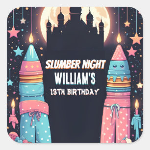 Slaapsterren Sleepover Slumber Party 13e verjaarda Vierkante Sticker