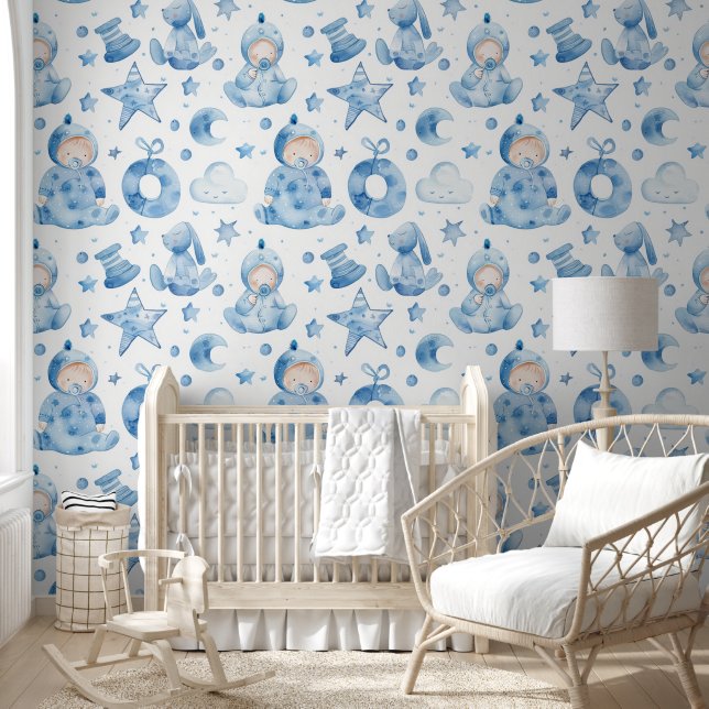 Slaapstijdpatroon voor babyjongens behang (Kinderen)