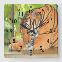 Slaaptijger Vierkante Klok