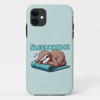 Slaapverslaafde - Slaapluiaard op yogamat iPhone 11 Hoesje
