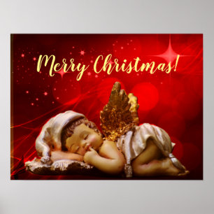Slaapvolle Angel Baby Jesus Kerstmis Poster