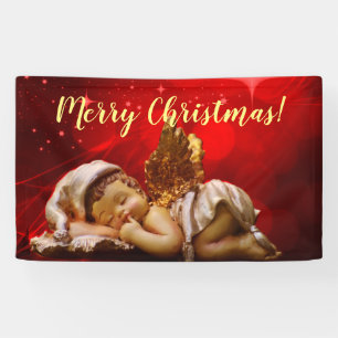 Slaapvolle Angel Baby Jesus Kerstmis Spandoek