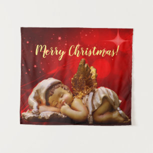 Slaapvolle Angel Baby Jesus Kerstmis Wandkleed