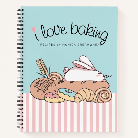 Slaapvolle bunny bakery, gepersonaliseerd recept notitieboek (Voorkant)