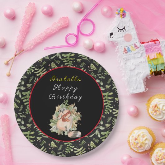 Slaapvrij Raccoon Pas tekst en kleur aan Papieren Bordje (Feest)