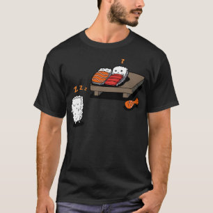 Slaapwandelende Sushi Grappige Kawaii Sushi Cartoo T-shirt