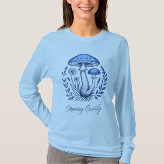 Slaapzame Paddenstoel Vintage Botanische Vrouwenkl T-shirt