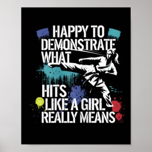 Slaat als een meisje martial arts trots citaat poster