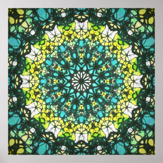 Slacentrifuge – Groen Geel Mandala Patroon Poster (Voorkant)