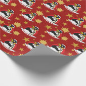 Slachende keizer pinguïn kerstcartoon cadeaupapier (Hoek)