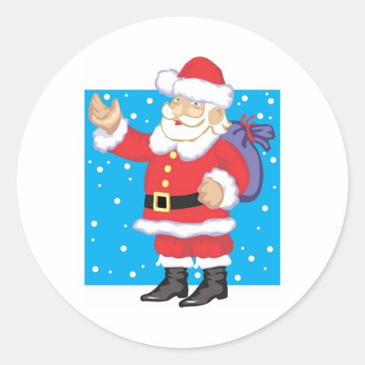 Slachende kerstman ronde sticker (Voorkant)