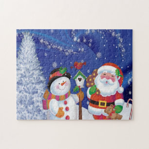 Slachende sneeuwman en kerstman legpuzzel