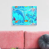 slachtdoek van dolfijnen canvas afdruk (Insitu (Woonkamer))