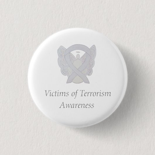 Slachtoffers van terrorisme Wit-lintje Ronde Button 3,2 Cm (Voorkant)