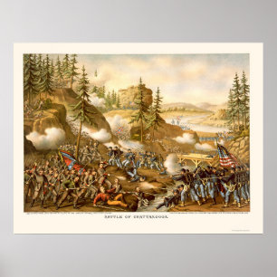 Slag bij Chattanooga door Kurz en Allison 1863 Poster