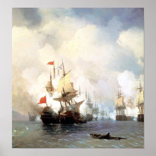 Slag bij Chios, Ivan Aivazovsky Poster (Voorkant)