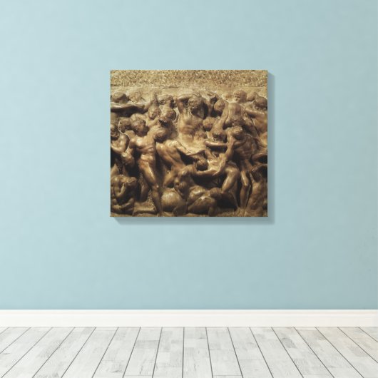 Slag bij de Lapiths and Centaurs van Michelangelo Canvas Afdruk (Insitu (Houten vloer))