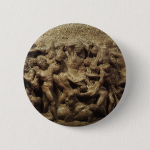 Slag bij de Lapiths and Centaurs van Michelangelo Ronde Button 5,7 Cm