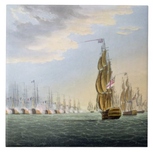Slag bij de Nijl, 1 augustus 1798, gegraveerd door Tegeltje