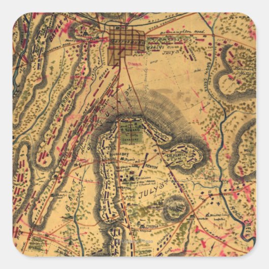 Slag bij Gettysburg Vierkante Sticker (Voorkant)