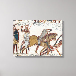 Slag bij Hastings- Bayeux Tapestry King Harold Canvas Afdruk