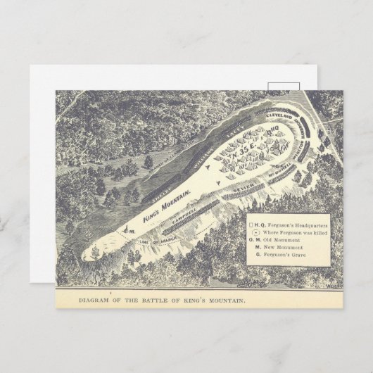 Slag bij King's Mountain Briefkaart (Voorkant / Achterkant)