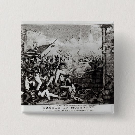 Slag bij Monterey Vierkante Button 5,1 Cm (Voorkant)