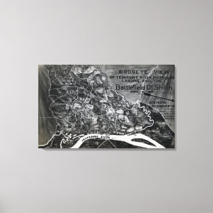Slag bij Shiloh - Kaart van de burgeroorlog in pan Canvas Afdruk