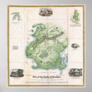 slag om Brooklyn NY Map (1867) Poster